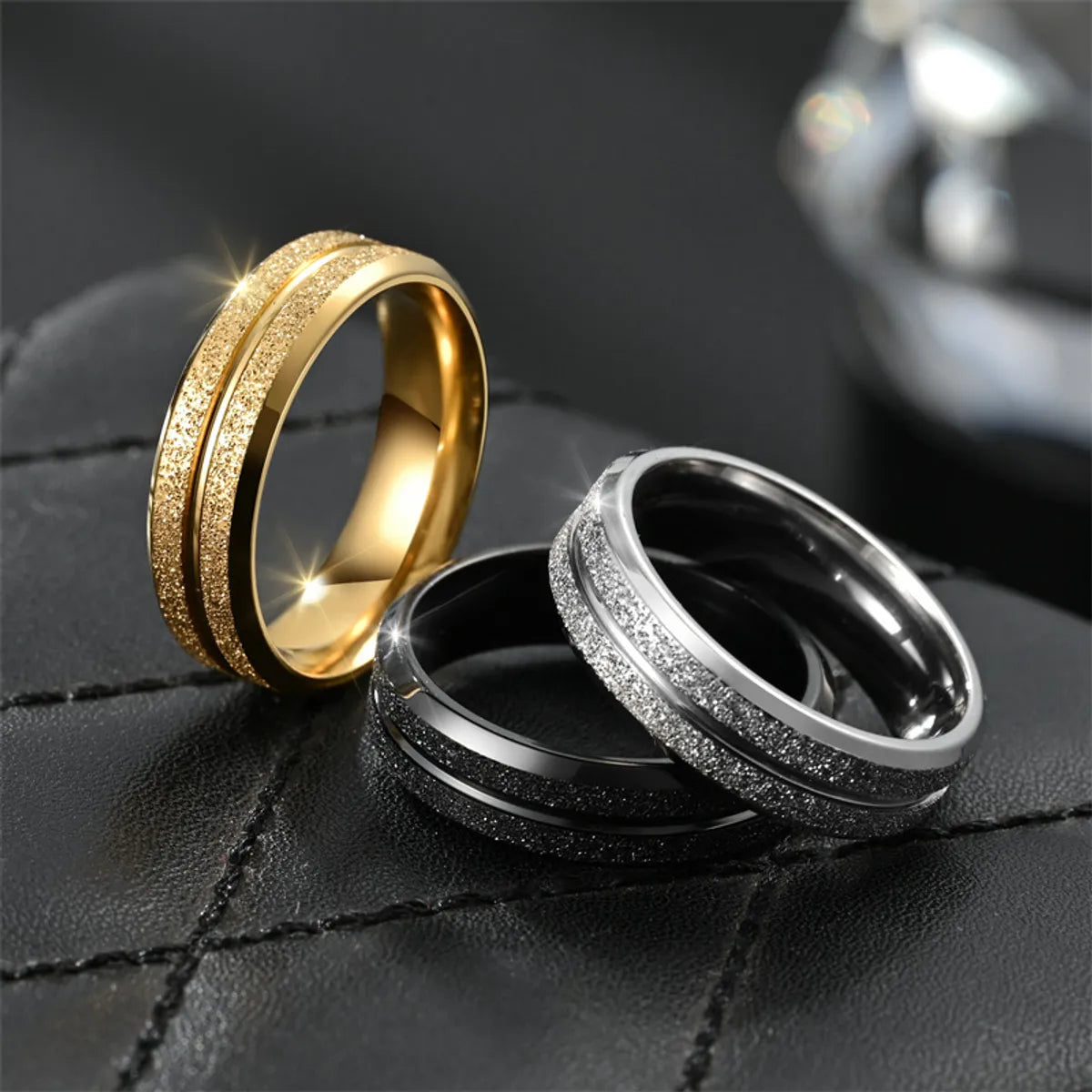 Gemstone Engagement Ring-Simple Style Solid Color Titanium Steel Plating 18k Gold Plated Men's Rings