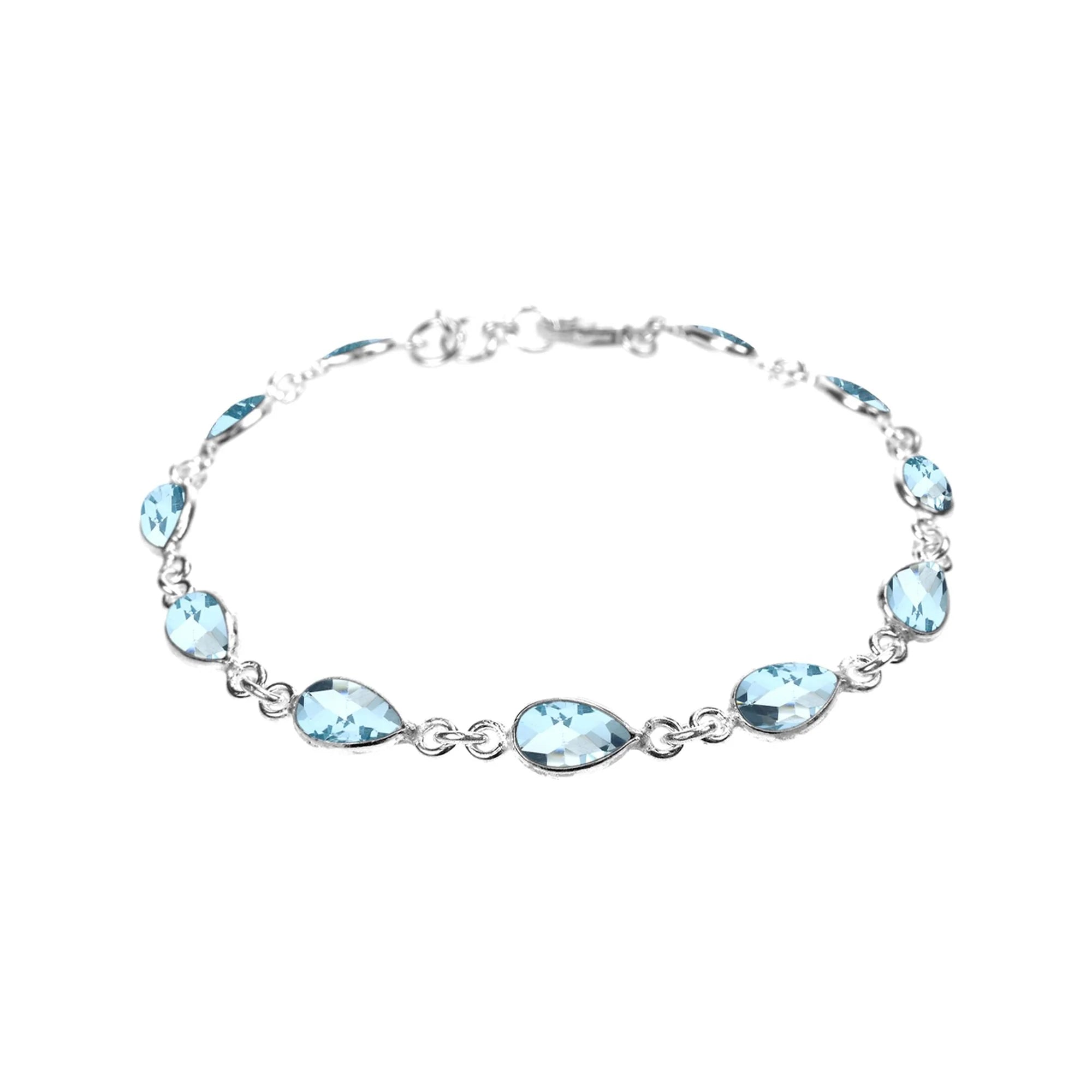 Classic Pearl Bracelet-Blue Topaz Teardrop Facet Bracelet