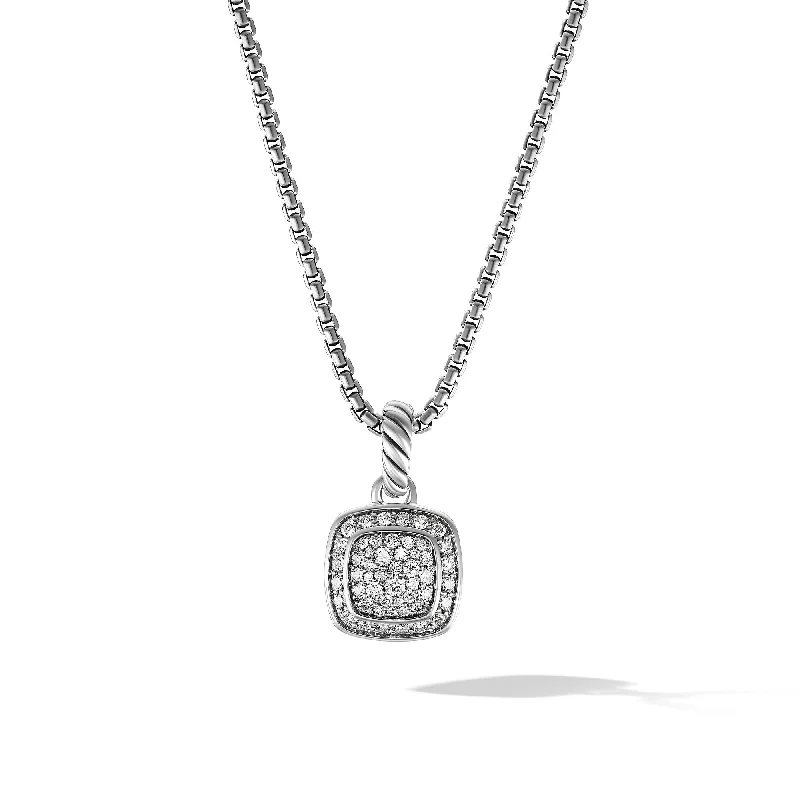 Birthstone Necklace for Mom-Petite Albion® Pendant Necklace in Sterling Silver with Pavé Diamonds\, 7mm