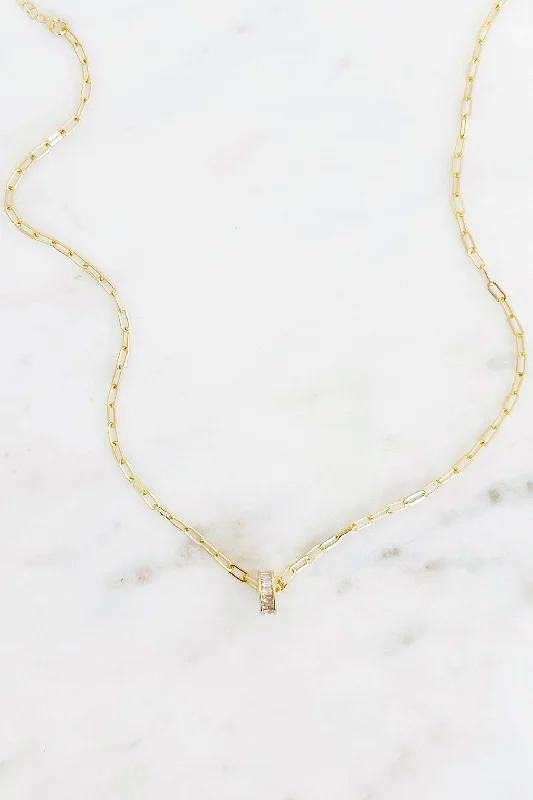 Minimalist Diamond Necklace-Baguette Rondelle Paperclip Necklace