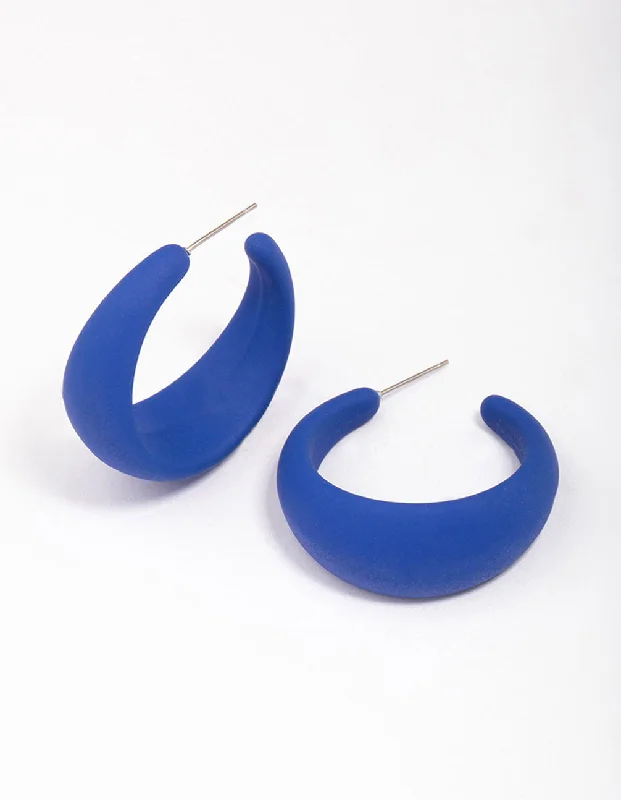 Beaded Earrings for Women-Blue Chubby Teardrop Hoop Earrings