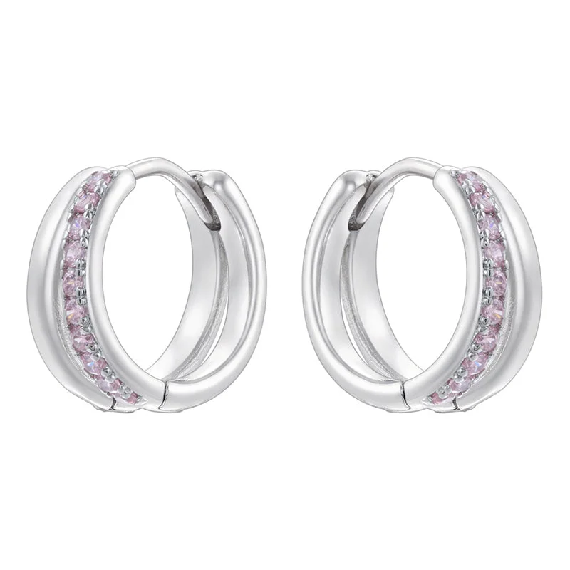 White Gold Color Pink Diamond 1 Pair