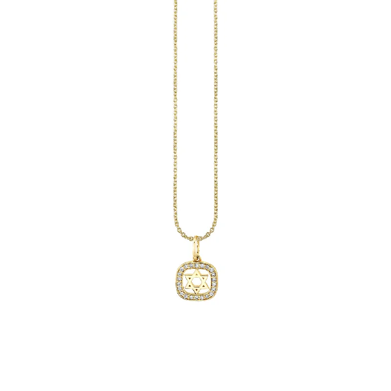 Gold Rope Chain Necklace-Gold & Diamond Star Of David Open Icon Necklace