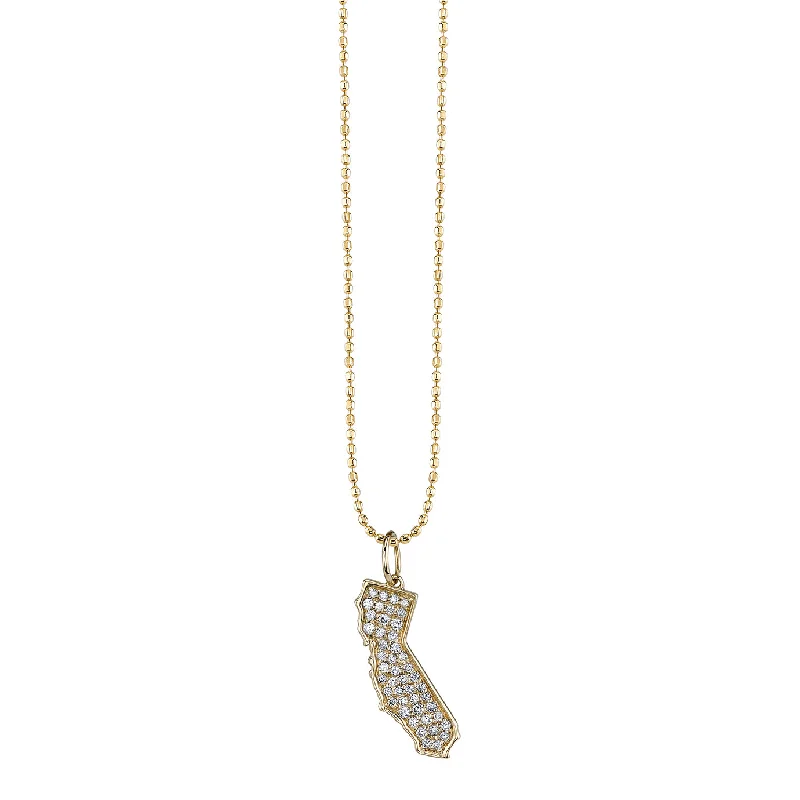 Two-Tone Gold Necklace-Gold & Diamond California State Necklace