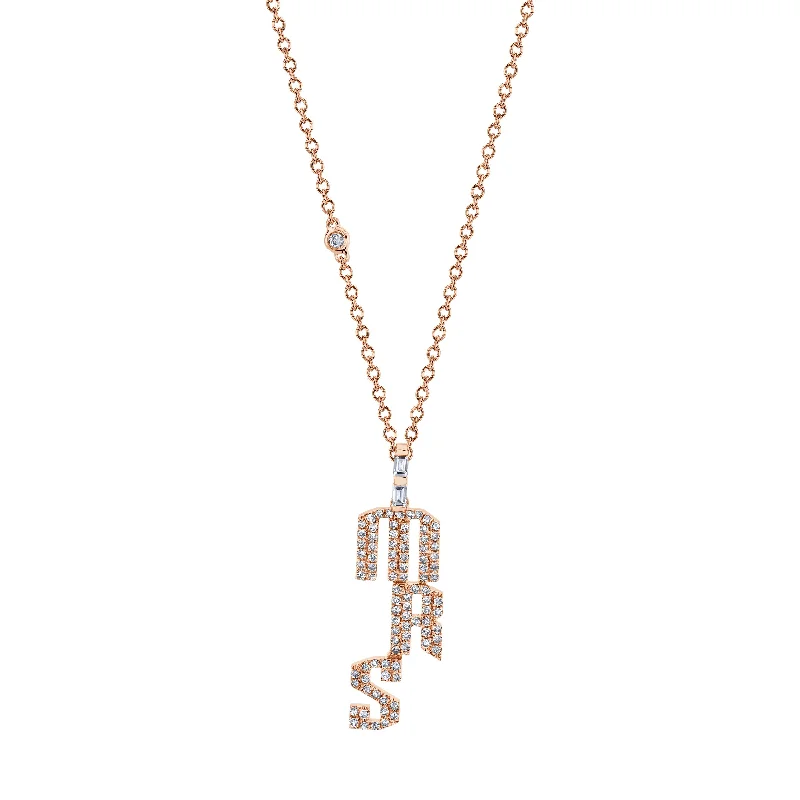 Trendy Gold Necklace-DIAMOND PAVE PERSONALIZED 3 LETTER PENDANT NECKLACE