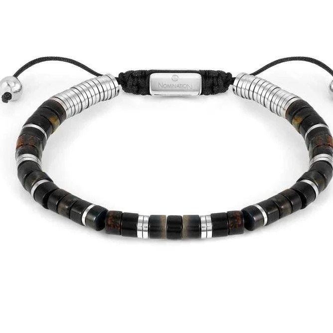 Pearl Cluster Bracelet-Nomination Instinct Style Silver Black/Brown Jasper Bracelet