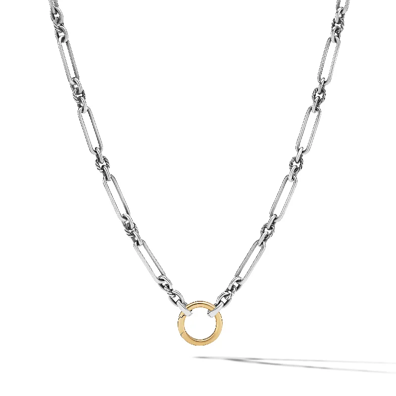 Statement Silver Pendant Necklace-Lexington Chain Necklace in Sterling Silver with 18K Yellow Gold\, 4.5mm