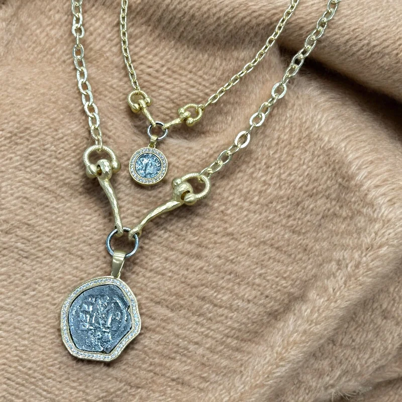 Custom Nameplate Necklace-HORSEBIT COIN LAYERS