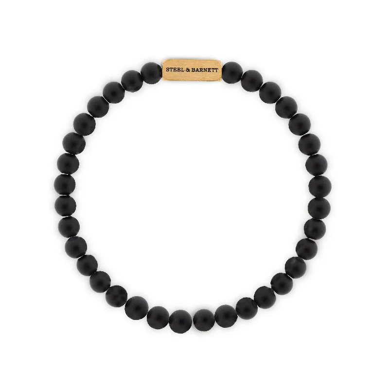 Minimalist Rose Gold Bracelet-Natural Ned Black Onyx Gold Gemstone Bracelet