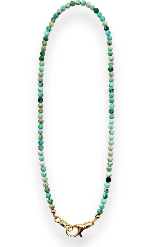 Natural Stone Pendant Necklace-Peruvian Turquoise Beaded Necklace