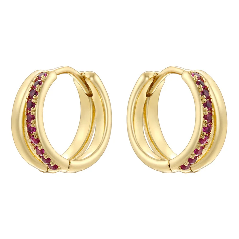 Gold Rose Red Diamond 1 Pair