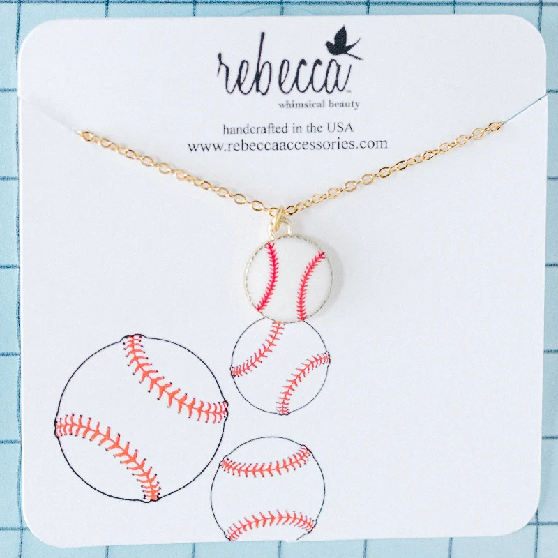 Tropical Necklace for Summer-Baseball Enamel Charm Necklace