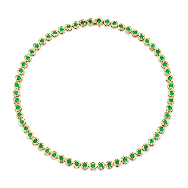 Cute Heart Necklace-Gold & Emerald Large Fluted Eternity Necklace