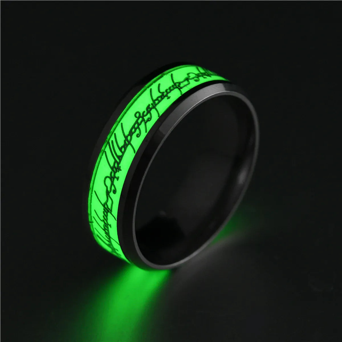 Personalized Wedding Ring Set-Cross-Border Ornament Stainless Steel Luminous Ring Fluorescent Stall Supply Titanium Steel Magic Ring The Lord Of The Rings Wholesale