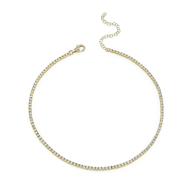 Simple Bar Necklace-READY TO SHIP DIAMOND PAVE TENNIS CHOKER