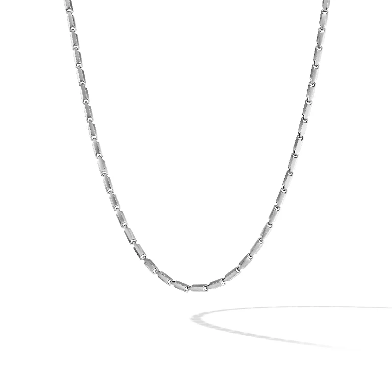 Classic Beaded Necklace-Faceted Link Necklace in Sterling Silver\, 3mm