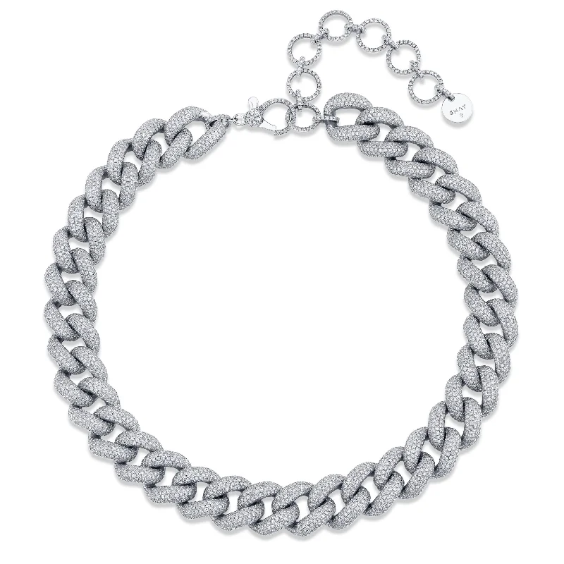 Choker Necklace for Women-READY TO SHIP DIAMOND PAVE JUMBO LINK NECKLACE