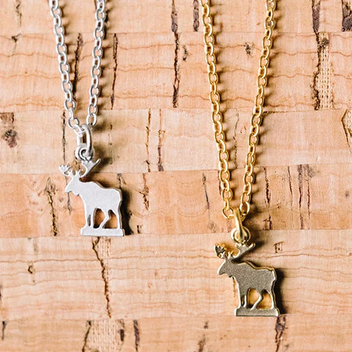 Wedding Necklace for Bridesmaids-Moose Charm Necklace